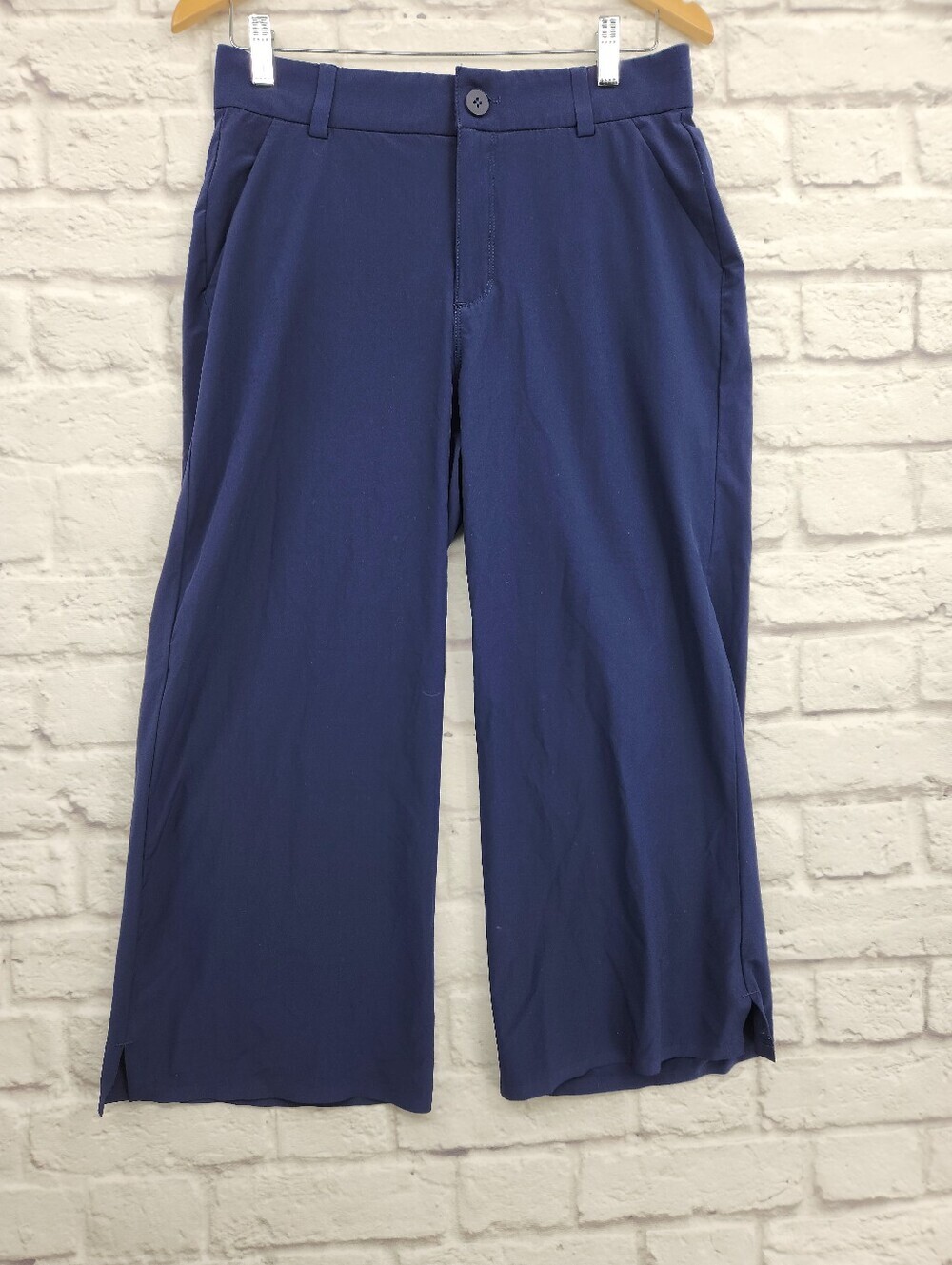 Duluth Trading Co Navy Wide Leg Crop Pants Women's Size 6 Regular Stretch Travel